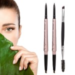 2 Pack Eyebrow Pencil, Waterproof Eyebrow Makeup with Dual Ends, Professional Brow Enhancing Kit with Eyebrow Brush (Dark Brown 1)