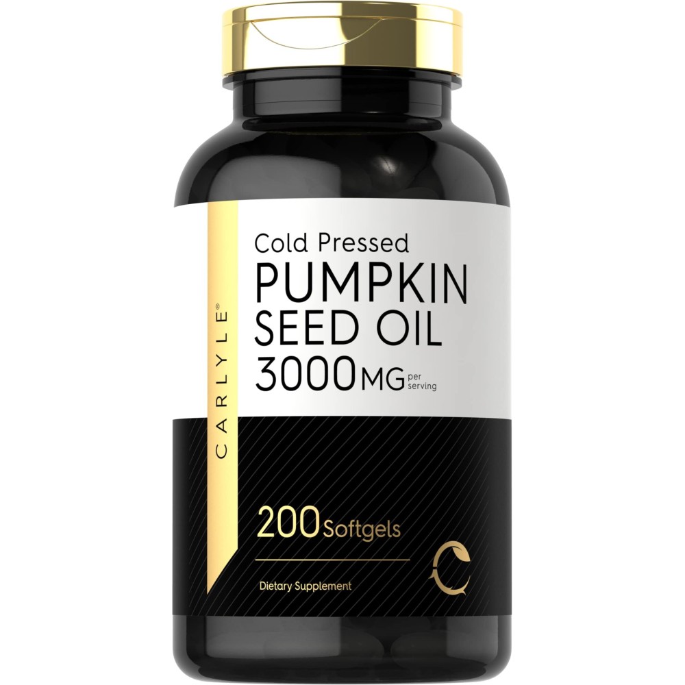 Carlyle Pumpkin Seed Oil Capsules | 3000mg | 200 Softgels | Essential Fatty Acids | Cold Pressed Dietary Supplement | Non-GMO and Gluten Free Formula