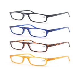 MODFANS Reading Glasses +1.5-4 Pairs Fashion Readers Narrow Frame Spring Hinge for Men Women