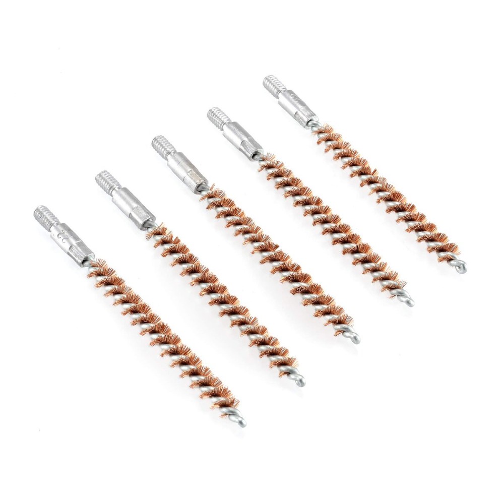 BOOSTEADY 5 Pcs Phosphor Bristle Bronze Bore Gun Cleaning Brush for Pistol Shotgun with 50 Professional Square Patches Multi-Caliber