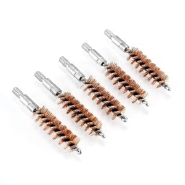 BOOSTEADY 5 Pcs Phosphor Bristle Bronze Bore Gun Cleaning Brush for Pistol Shotgun with 50 Professional Square Patches Multi-Caliber