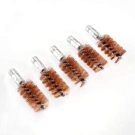 BOOSTEADY 5 Pcs Phosphor Bristle Bronze Bore Gun Cleaning Brush for Pistol Shotgun with 50 Professional Square Patches Multi-Caliber
