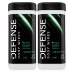 Defense Soap All Natural Peppermint Body Wipes 2PK with Tea Tree Oil | Wrestling, Combat, Camping, Gym, Post Workout Shower Wipes for Men and Women. 40 Count (Pack of 2)