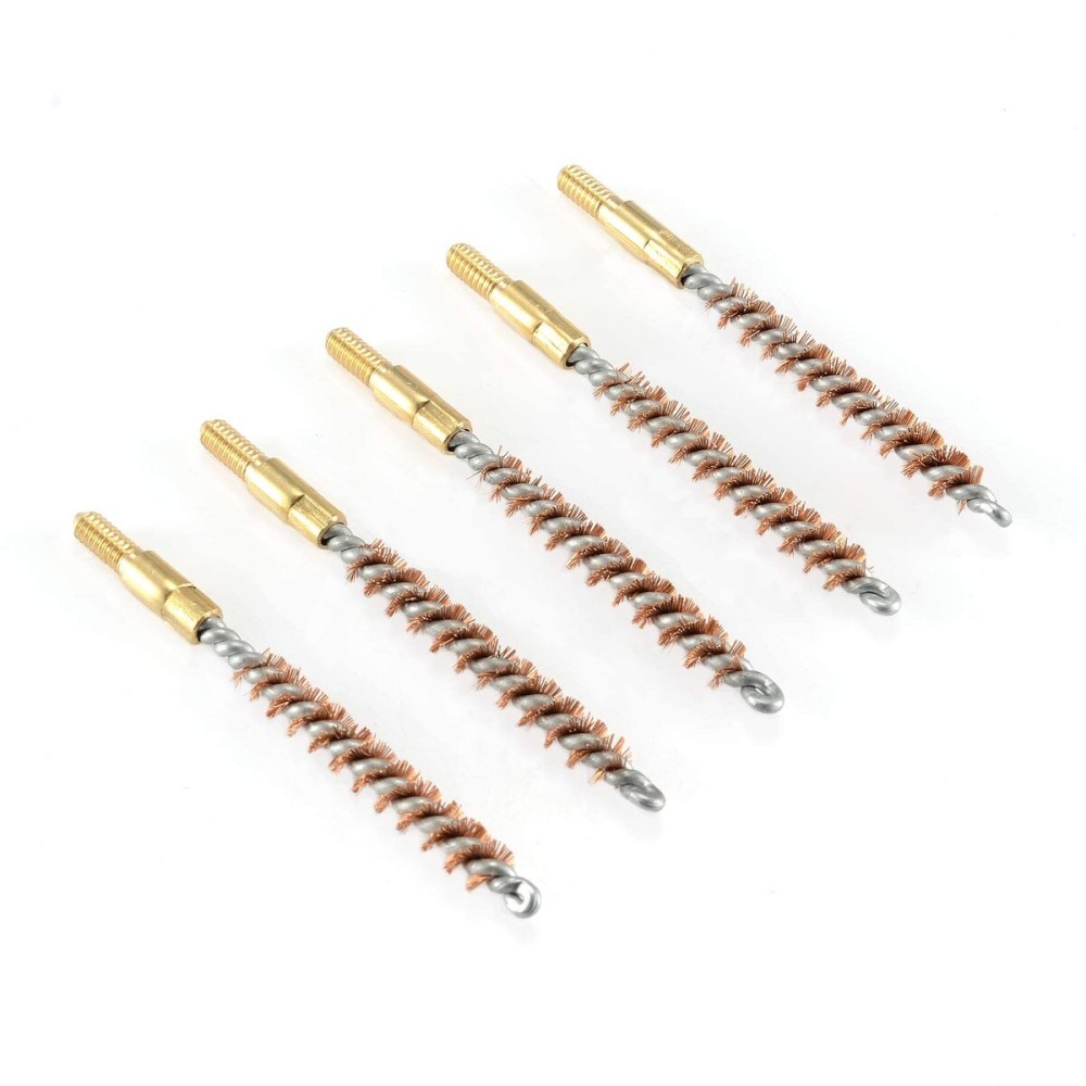 BOOSTEADY 5 Pcs Phosphor Bristle Bronze Bore Gun Cleaning Brush for Pistol Shotgun with 50 Professional Square Patches Multi-Caliber