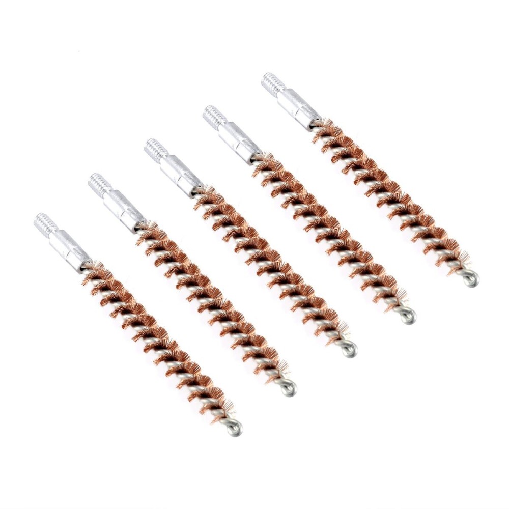 BOOSTEADY 5 Pcs Phosphor Bristle Bronze Bore Gun Cleaning Brush for Pistol Shotgun with 50 Professional Square Patches Multi-Caliber