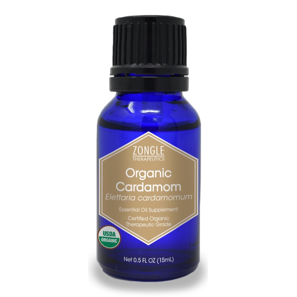 Organic, Cardamom Essential Oil, Food Grade - 100% Pure, Cardamom Oil, by Zongle Therapeutics, 15 ML
