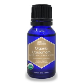 Organic, Cardamom Essential Oil, Food Grade - 100% Pure, Cardamom Oil, by Zongle Therapeutics, 15 ML