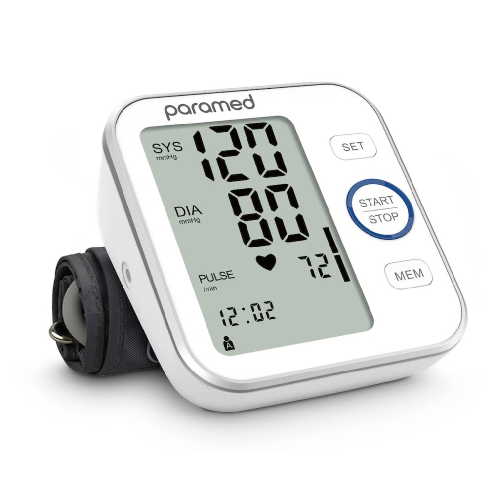 Paramed Blood Pressure Monitor - Bp Machine - Automatic Upper Arm Blood Pressure Cuff 8.7-16.5 inches - Large LCD Display 120 Sets Memory - Device Bag & Batteries Included