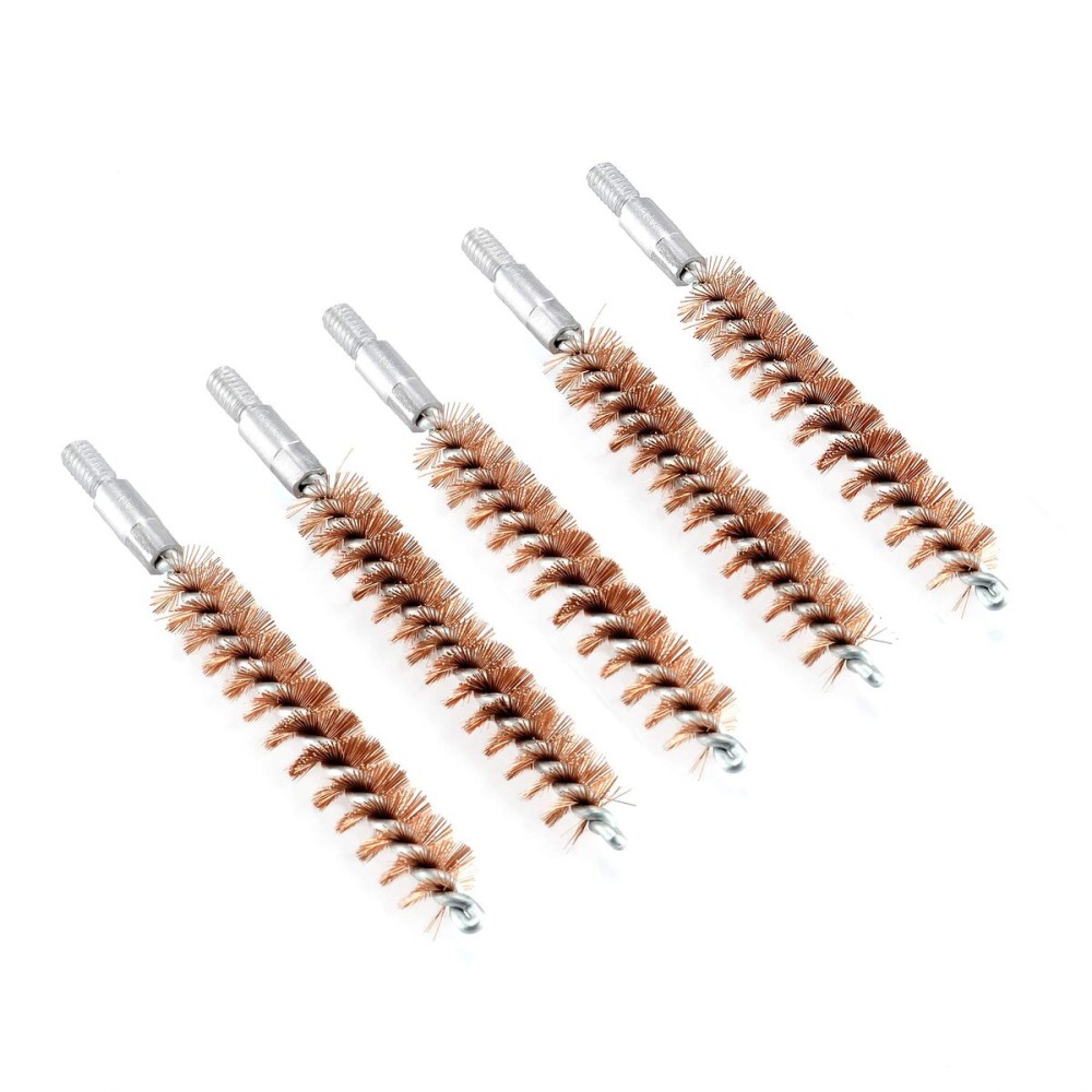 BOOSTEADY 5 Pcs Phosphor Bristle Bronze Bore Gun Cleaning Brush for Pistol Shotgun with 50 Professional Square Patches Multi-Caliber