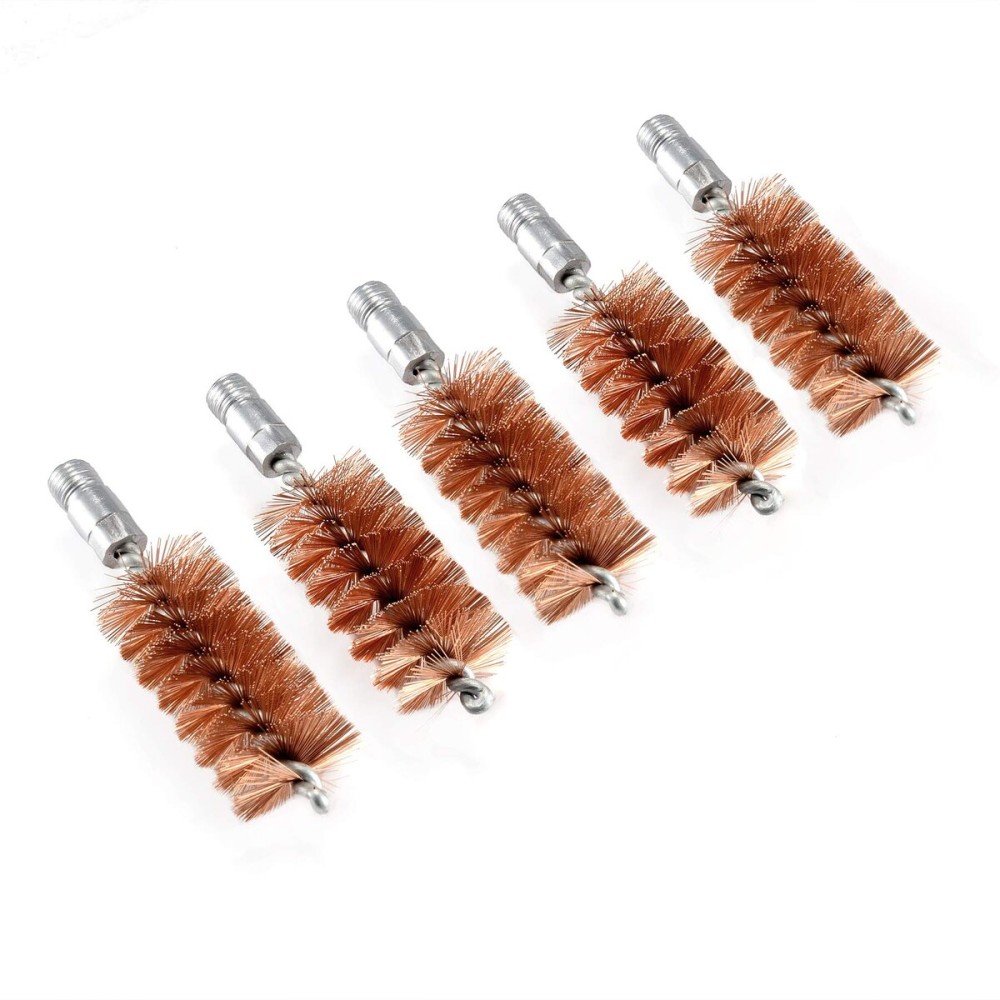 BOOSTEADY 5 Pcs Phosphor Bristle Bronze Bore Gun Cleaning Brush for Pistol Shotgun with 50 Professional Square Patches Multi-Caliber