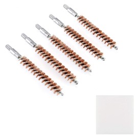 BOOSTEADY 5 Pcs Phosphor Bristle Bronze Bore Gun Cleaning Brush for Pistol Shotgun with 50 Professional Square Patches Multi-Caliber