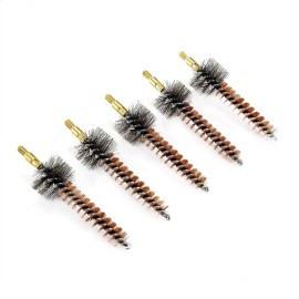 BOOSTEADY 5 Pcs Phosphor Bristle Bronze Bore Gun Cleaning Brush for Pistol Shotgun with 50 Professional Square Patches Multi-Caliber
