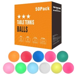 meizhouer Ping Pong Balls 50 Pack: Colored 3 Star 40mm Table Tennis Balls for Outdoor Training Yard Party Kids Game Cat Dog Ferret Toys (Pack of 50 Colored)