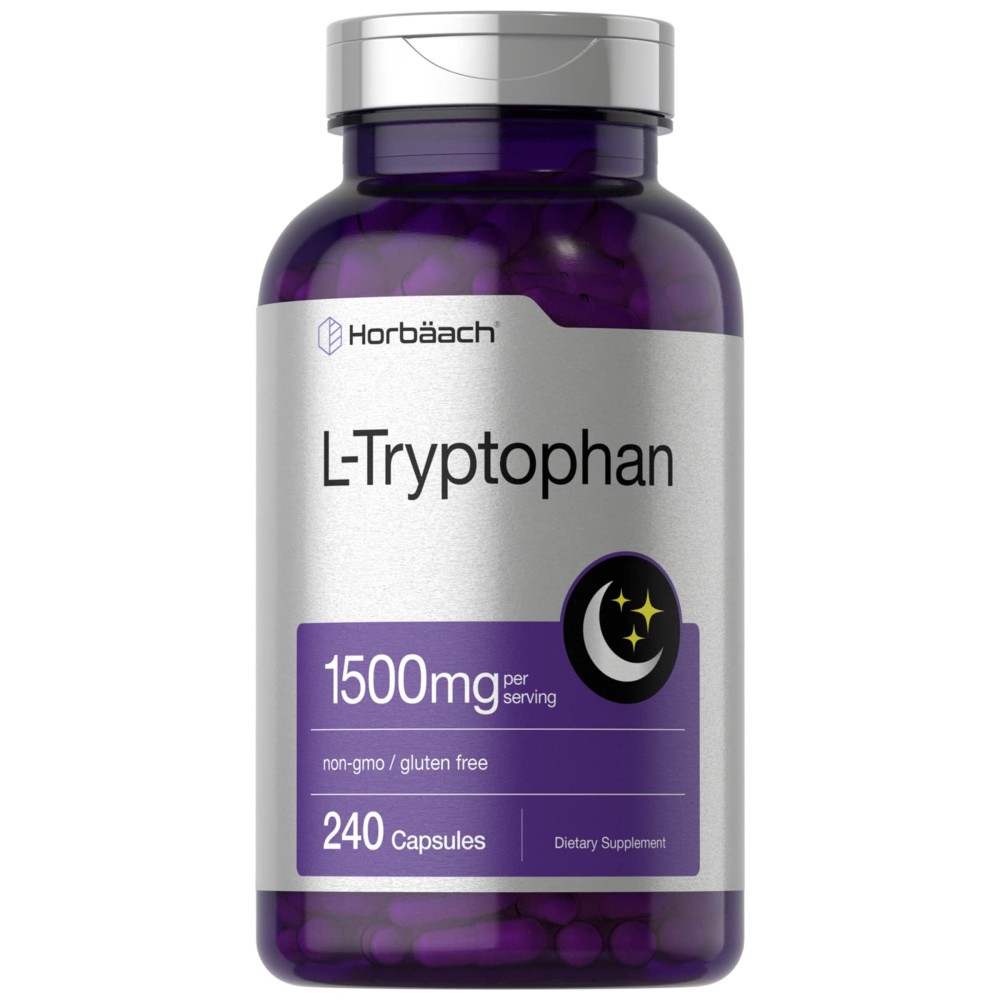 Horbach L Tryptophan 1500mg Capsules | 240 Count | Nighttime Formula | Non-GMO, Gluten Free Supplement