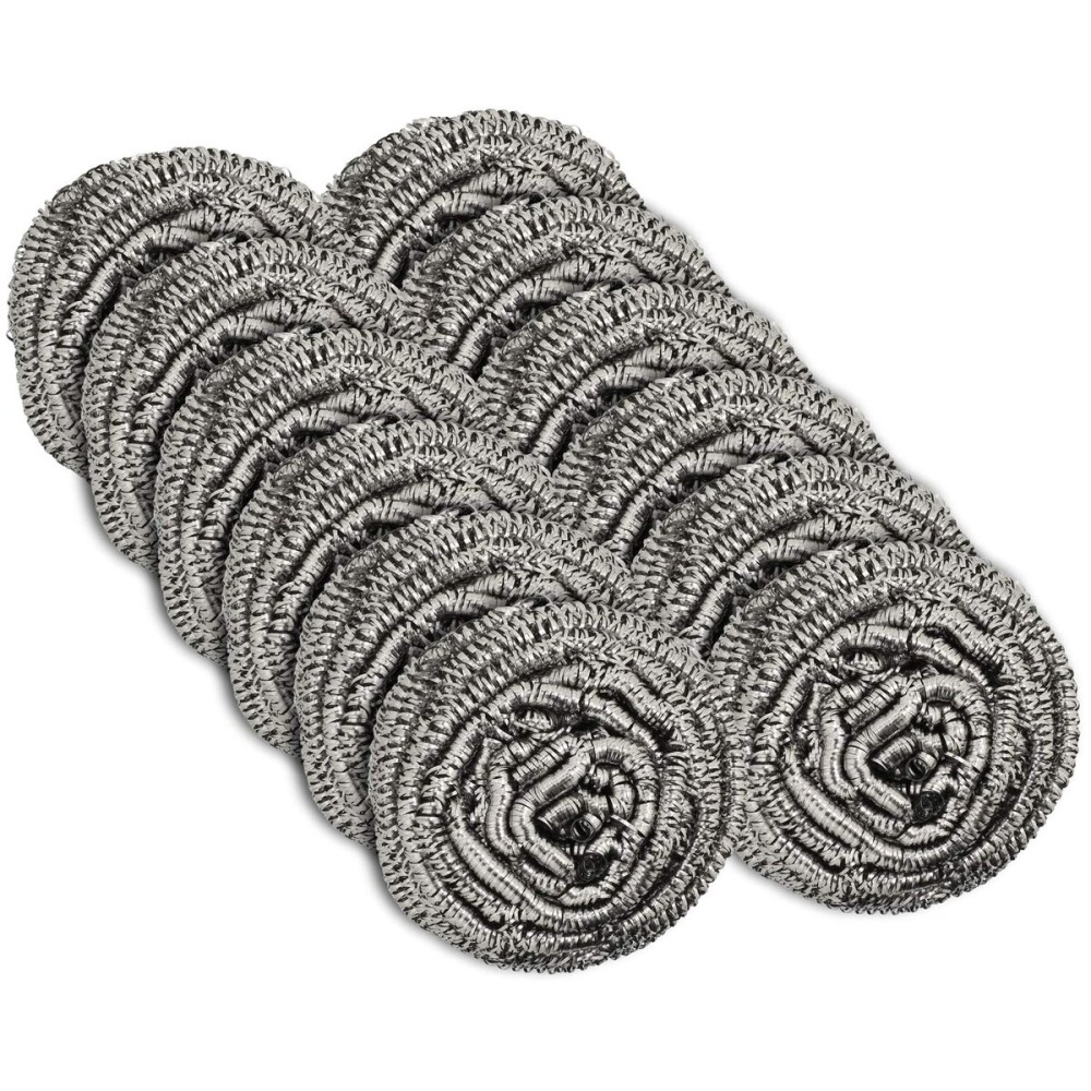 12 Pack Stainless Steel Scourers by Scrub It - Steel Wool Scrubber Pad Used for Dishes, Pots, Pans, and Ovens. Easy scouring for Tough Kitchen Cleaning.