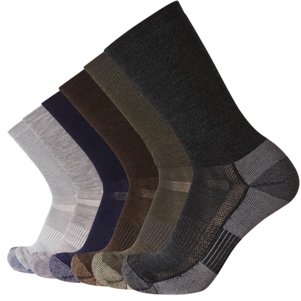EnerWear 6Pack Men\'s Merino Wool Outdoor Hiking Trail Crew Sock (US 10-13, 1704M)