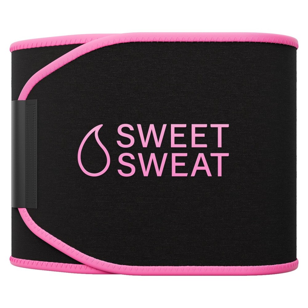 Sports Research Sweet Sweat Waist Trimmer (Core Series) - Premium Sweat Enhancing Fitness Band for Women & Men - Adjustable Fit  Latex-Free Neoprene - Pink Logo, Large