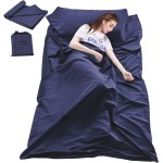 Mannice Sleeping Bag Liner Travel and Camping Sheet Lightweight Warm Roomy Compact Sleep Bag and Sack with Pillow Cover Soft for Hotel, Youth Hostels, Picnic,Hiking,Climbing 82.7 X 45 Inch,Dark Blue
