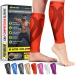 BLITZU Calf Compression Sleeve for Women and Men, Shin Splint Sleeves for Varicose Veins, Nursing, Pregnancy, Running, Footless Compression Socks Support for Calf Muscle Pain Relief Orange S-M