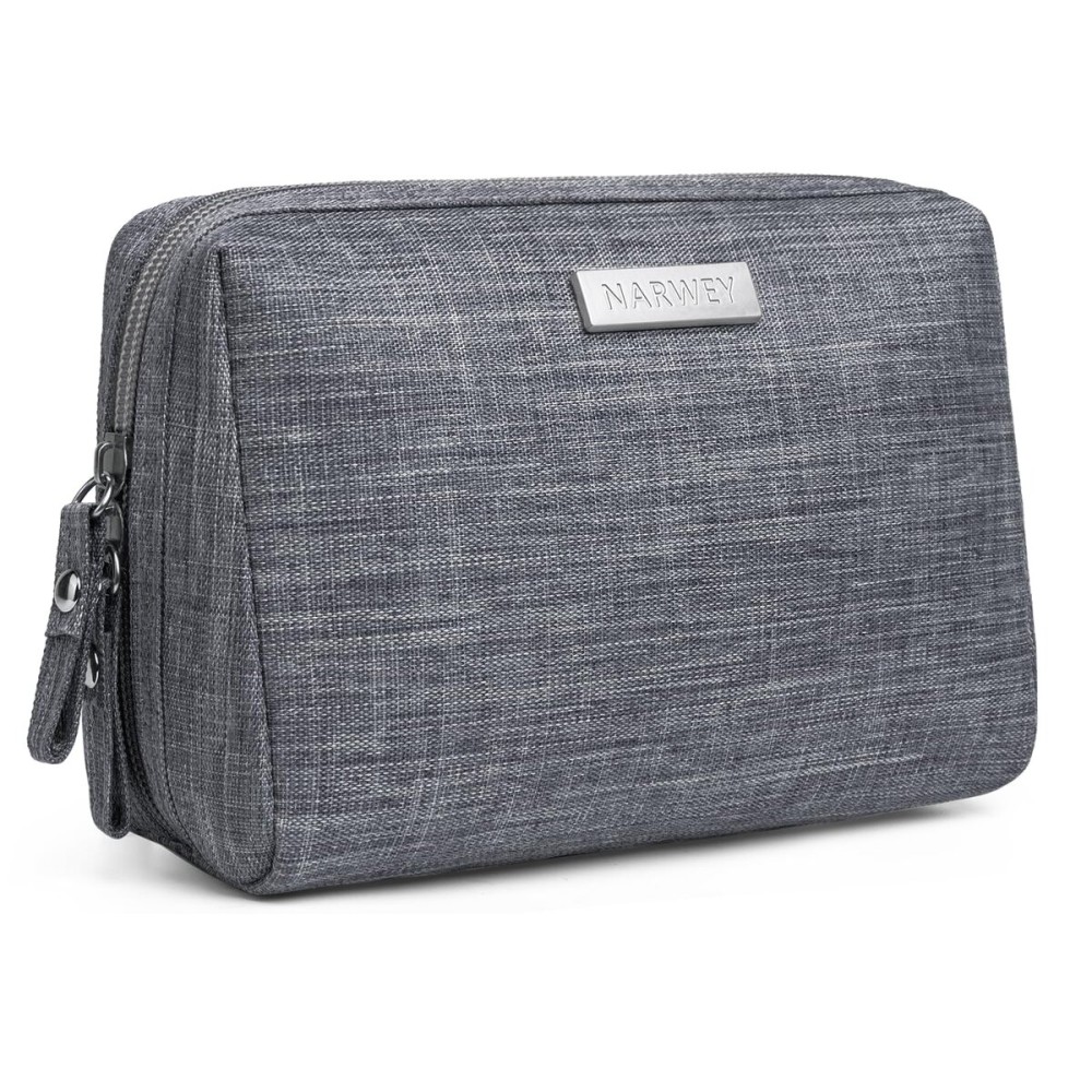 Narwey Small Makeup Bag for Purse Mini Cosmetic Bag Travel Makeup Pouch Zipper Pouch Cute Make up Bags with Compartments for Women (Small, Grey)