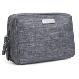 Narwey Small Makeup Bag for Purse Mini Cosmetic Bag Travel Makeup Pouch Zipper Pouch Cute Make up Bags with Compartments for Women (Small, Grey)