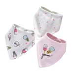 JN&LULU 3 Pack Newborn Baby Bibs Bandana Drool Bibs for Drooling Cotton Baby Gifts (Ice Cream)