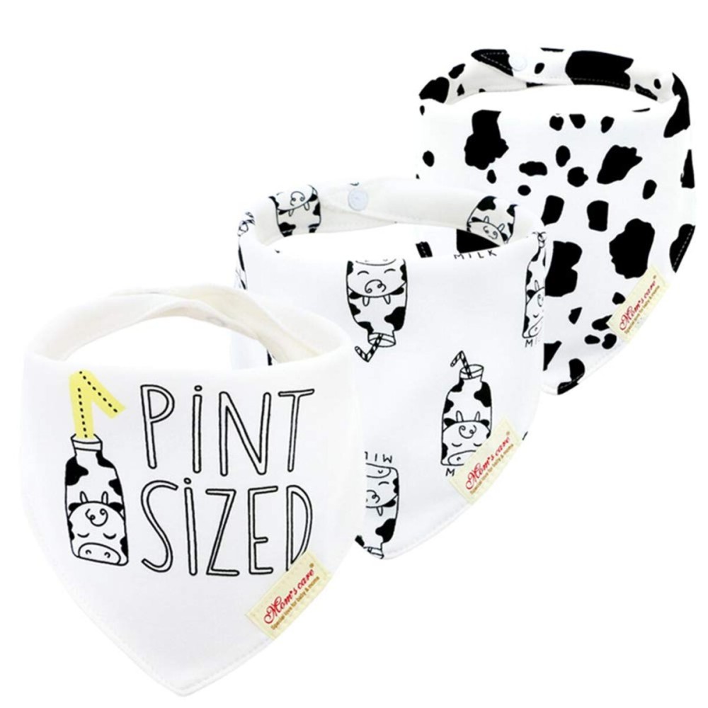 JN&LULU 3 Pack Newborn Baby Bibs Bandana Drool Bibs for Drooling Cotton Baby Gifts (Cow)