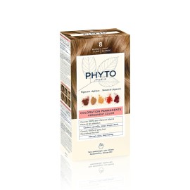 PHYTO Phytocolor Permanent Hair Color, 8 Light Blonde, with Botanical Pigments, 100% Grey Hair Coverage, Ammonia-free, PPD-free, Resorcin-free, 0.42 oz.
