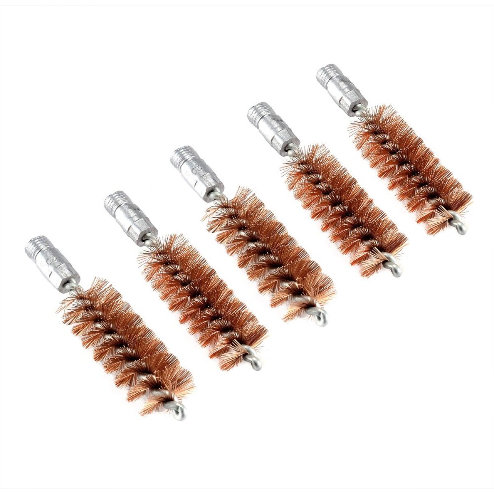 BOOSTEADY 5 Pcs Phosphor Bristle Bronze Bore Gun Cleaning Brush for Pistol Shotgun with 50 Professional Square Patches Multi-Caliber