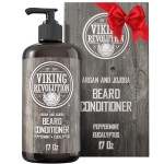 Viking Revolution Beard Conditioner w/Argan & Jojoba Oils - Softens & Strengthens - Natural Peppermint and Eucalyptus Scent- Beard Conditioner w/Beard Oil (17oz Conditioner)