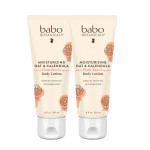 Babo Botanicals Moisturizing Oat & Calendula Body Lotion - For Dry or Sensitive Skin - For all ages - Vegan - Lightly Scented - 2-Pack