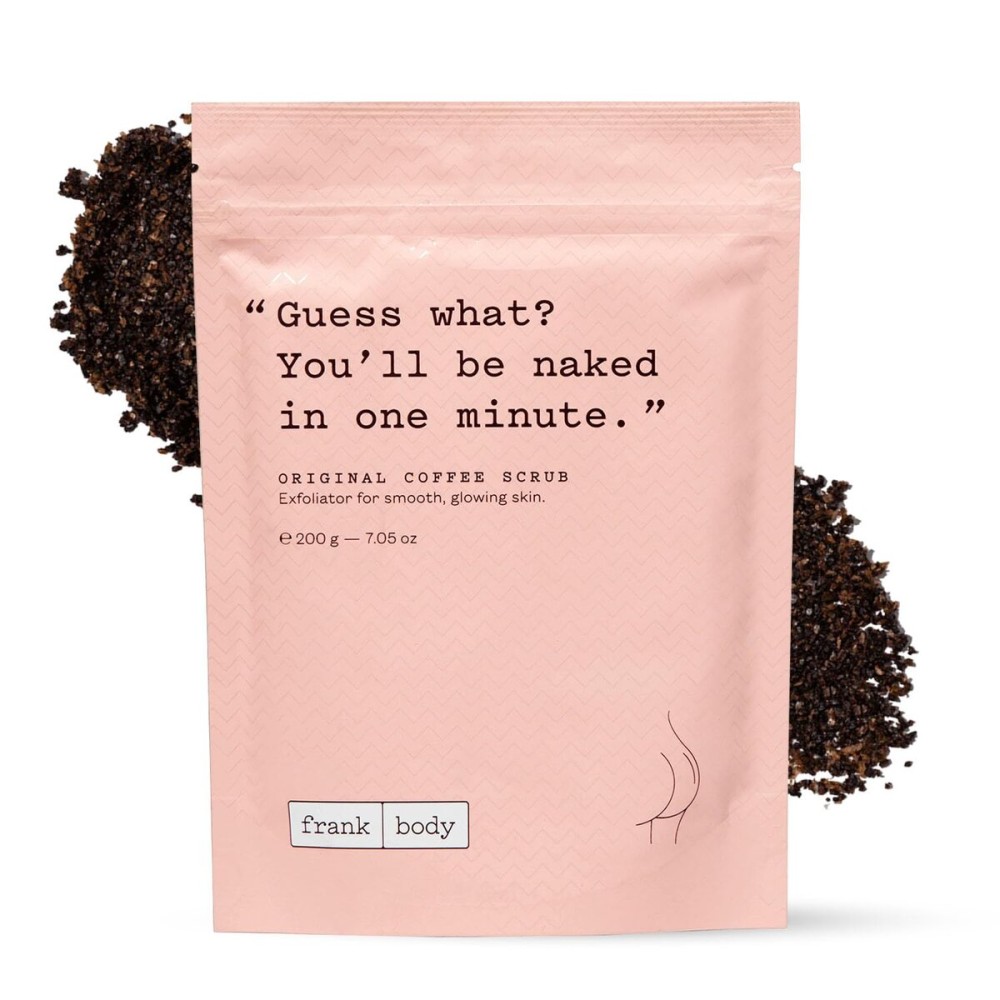 Frank Body Original Coffee Scrub, 7.05oz | Natural & Cruelty Free Exfoliating Body Scrub | Hydrating Vegan Scrub Skin Care For Stretch Marks, Acne, Cellulite | 1ct