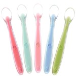 Best Baby Spoons First Stage 4 Months, Soft Food Grade Silicone, Baby Spoon Self Feeding, Infant Spoons First Stage Toddler Spoons, Baby Utensils Training Spoon Gift Set 5 Pack