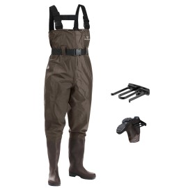 FISHINGSIR Fishing Waders for Men with Boots Womens Chest Waders 2-Ply Nylon/PVC Waterproof for Hunting with Boot Hanger