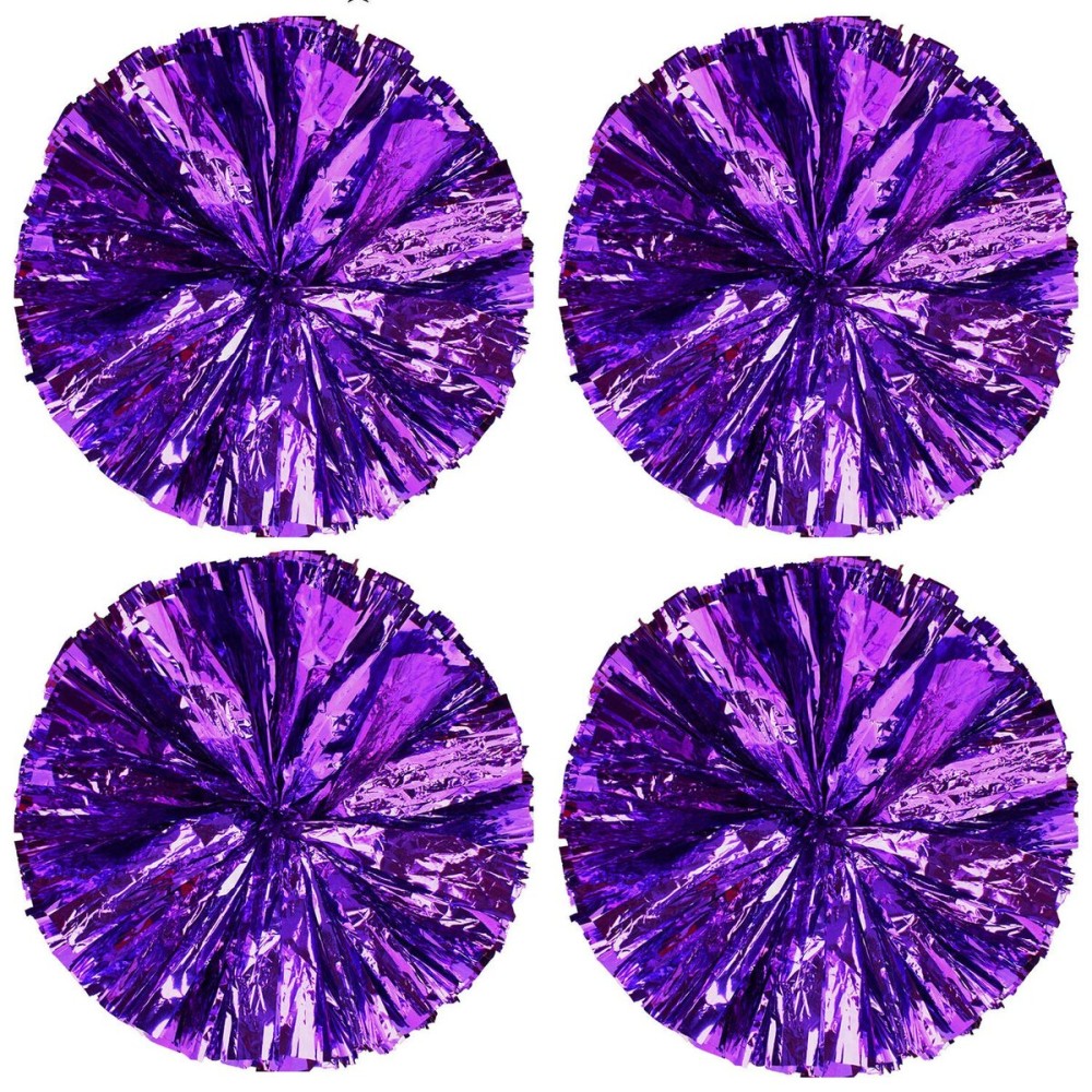 Hlonon 4 Pack Cheerleader Pom Poms Sports Dance Cheer Plastic Pom Poms Cheerleading for Sports Team Spirit Cheering (Purple,50g)