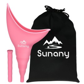 Sunany Female Urinal, Reusable Silicone Foolproof Women Pee Funnel Allows Women to Pee Standing Up,Women\'s Urinal is The Perfect Companion for Indoor Use (Pink)
