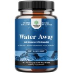 Water Away Herbal Diuretic Pills High Strength - Fluid Retention Supplement with Dandelion Leaf Extract & Green Tea for Bloating Relief for Women & Men - Capsules for Leg & Feet Swelling - 90 Count