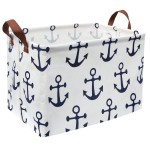 HIYAGON Kids Storage Basket Nautical Gift Basket Empty Boys Toy Storage Bin Organizer Box Rectangular Room Decor for Home,Books (Anchor)