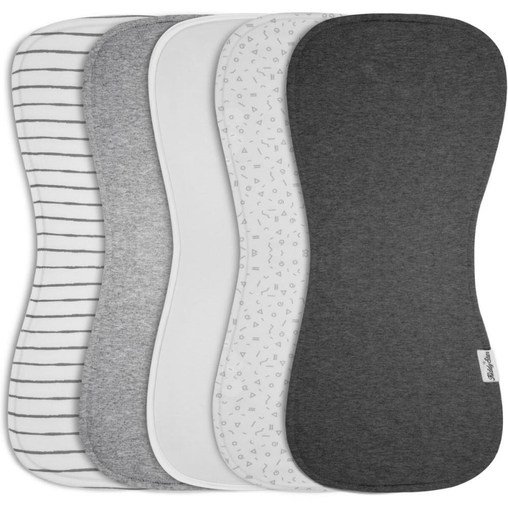 KiddyStar 5-Pack Organic Cotton Burp Cloths - Large, Ultra-Soft 3-Layer Towels for Burping, Shoulder & Hand Use, Highly Absorbent