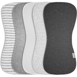 KiddyStar 5-Pack Organic Cotton Burp Cloths - Large, Ultra-Soft 3-Layer Towels for Burping, Shoulder & Hand Use, Highly Absorbent