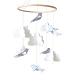 Baby Crib Mobile - Wooden Hanging Nursery Baby Mobile for Crib, Nursery Decor for Boys & Girls, Perfect Shower Gift (Birds and Clouds) Also Fits Bassinets, Sorrel + Fern