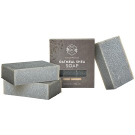 Crate 61 Organics, Handmade in Canada, Plant Based Cold Process Natural Bar Soap For Face & Body, w/Premium Essential Oils, For Men & Women 3 Pack (Oatmeal Shea (Unscented))