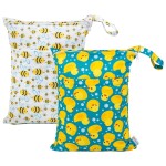 ALVABABY 2pcs Cloth Diaper Wet Dry Bags Waterproof Reusable with Two Zippered Pockets Travel Beach Pool Daycare Soiled Baby Items Yoga Gym Bag for Swimsuits or Wet Clothes L114117