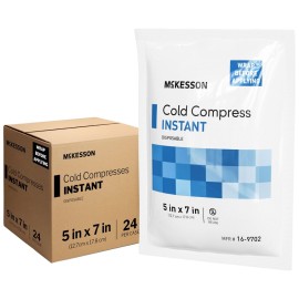 McKesson Instant Cold Packs 5 x 7 [24 Pack] - Instant Ice Packs for Injuries Disposable, Pain Relief, Swelling, Sprains - Travel Cold Compress for Sports, First Aid, Toothache
