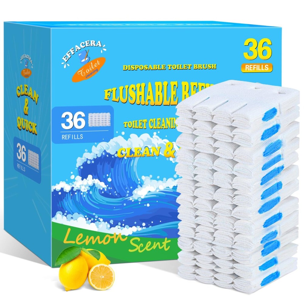 Effacera 36 Refills Disposable Toilet Bowl Paper Bulk Toilet Fresh Flushable Refills for Bathroom Toilet Brush Accessories Supplies Starter Kit