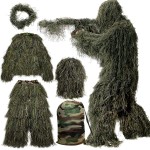 MOPHOTO 5 in 1 Ghillie Suit 3D Camouflage Hunting Suits - Jacket, Pants, Hood, Carry Bag for Adults & Youth, M/L/XL/XXL