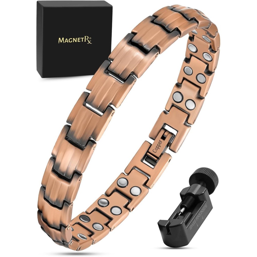 MagnetRX Pure Copper Bracelets for Women - Ultra Strength Magnetic Copper Bracelet for Women - Adjustable Length with Included Sizing Tool (Classic Style)