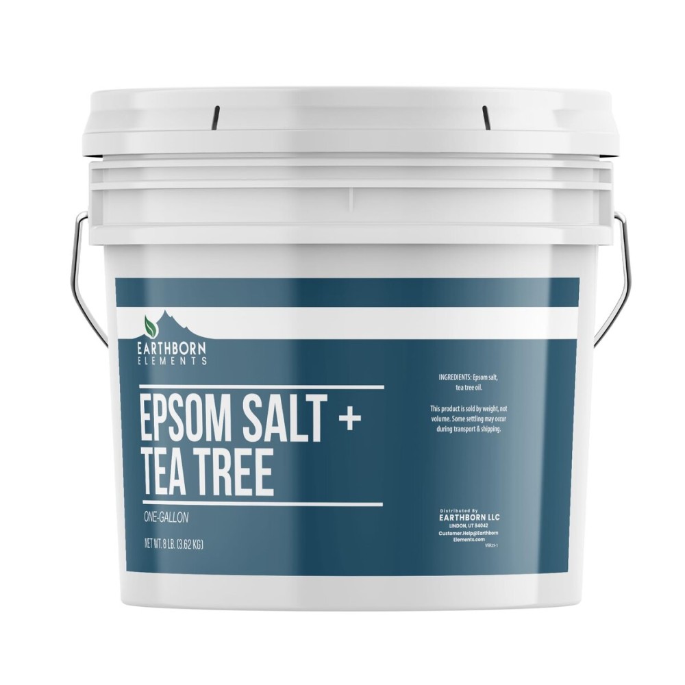 Earthborn Elements Tea Tree Epsom Salt (1 Gallon) Pure & Undiluted, Soothing Aroma