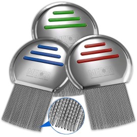 Lice Comb - (Pack of 3) Head Lice Treatment that\'s Individually Packaged Professional Stainless Steel Louse and Nit Combs Removes Eggs with Rounded Tips for Comfort