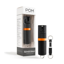 POM Premium Pepper Spray Keychain, Quick Release Access Flip Top Safety, Police Grade OC Formula with UV Marking Dye, 25 Precision Bursts, 10 Foot Effective Range, Made in USA